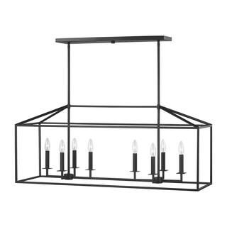 Sea Gull Lighting Perryton 40 in. 8-Light Smooth Midnight Matte Black Modern Transitional Linear ... | The Home Depot