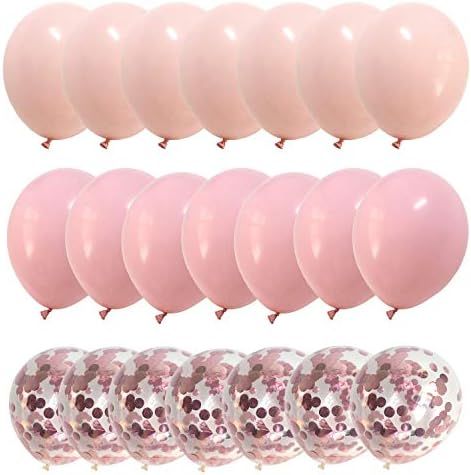 Blush Pink Balloons Pastel and Rose Gold Confetti Balloons for Baby Shower Girl Birthday Party De... | Amazon (US)