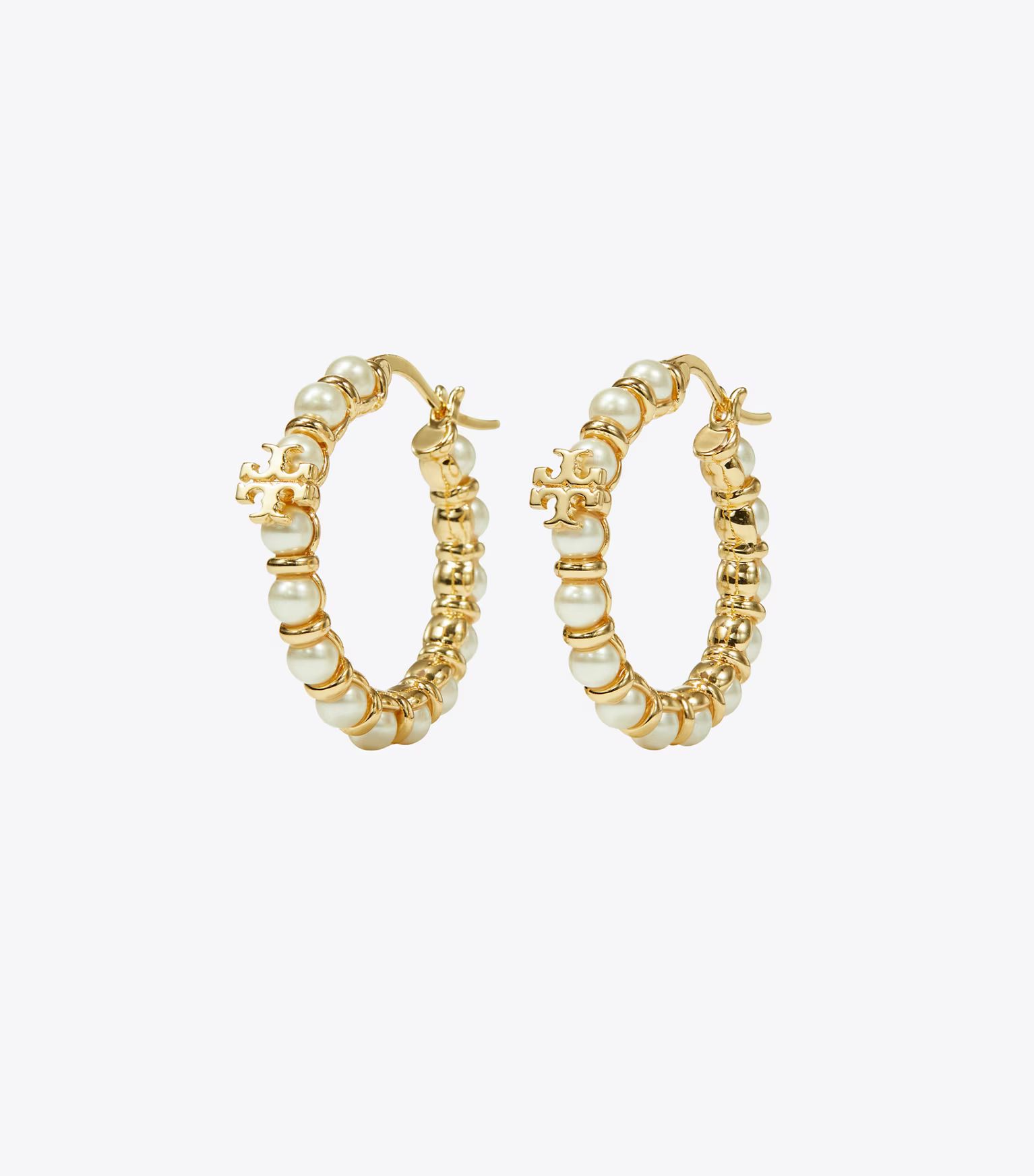 Kira Pearl Hoop Earring: Women's Designer Earrings | Tory Burch | Tory Burch (US)