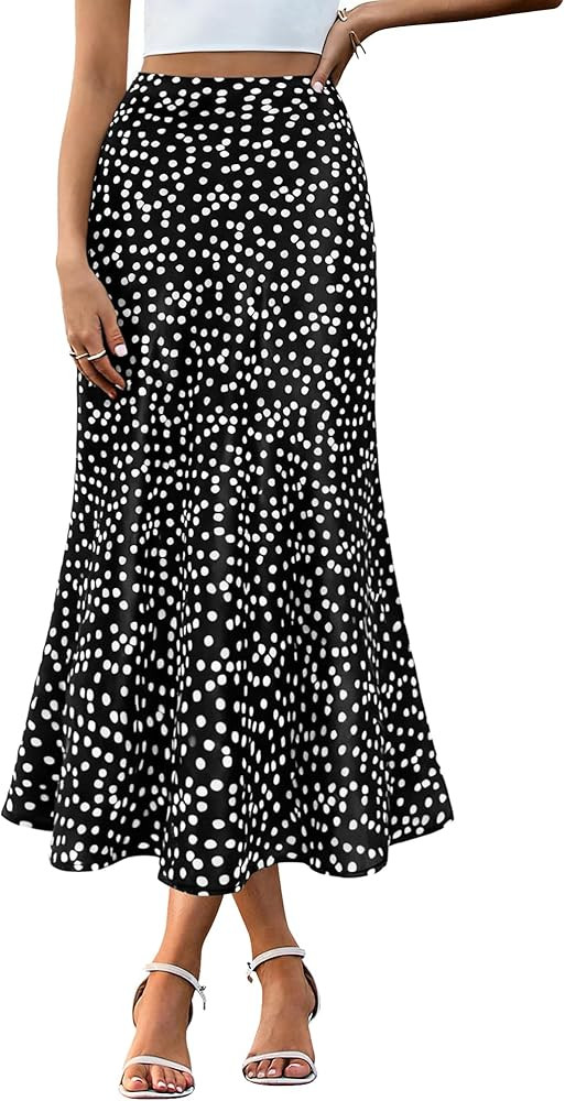 BTFBM Satin Skirts for Women Trendy Spring Summer 2026 High Waisted Leopard Print Cocktail Weddin... | Amazon (US)