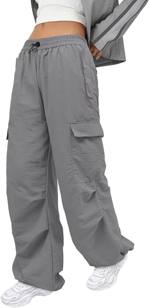 JZC Parachute Pants for Women Cargo Pants Womens Baggy Low Waist Y2K Pants with Pockets Relaxed J... | Amazon (US)