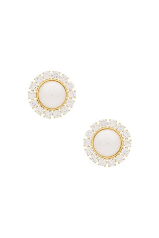 SHASHI Pearl Dome Pave Earring in Pearl from Revolve.com | Revolve Clothing (Global)