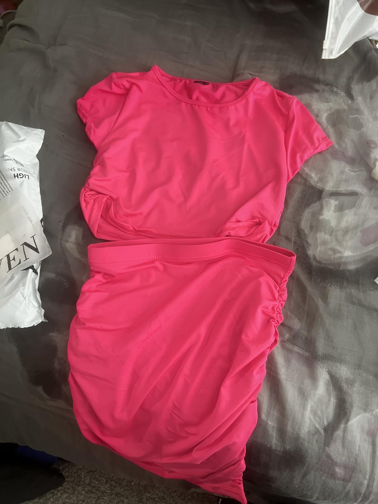 ELLEVEN 2 Piece Mini Skirt Sets for Women, Knit Crop Top and Sexy Runched Skirts High Stretchy Su... | Amazon (US)