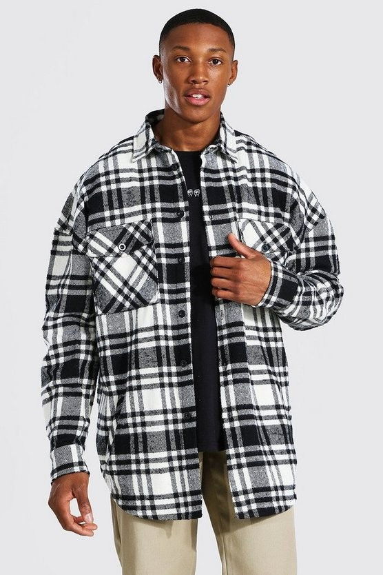 Oversized Heavy Weight Flannel Overshirt | Boohoo.com (US & CA)