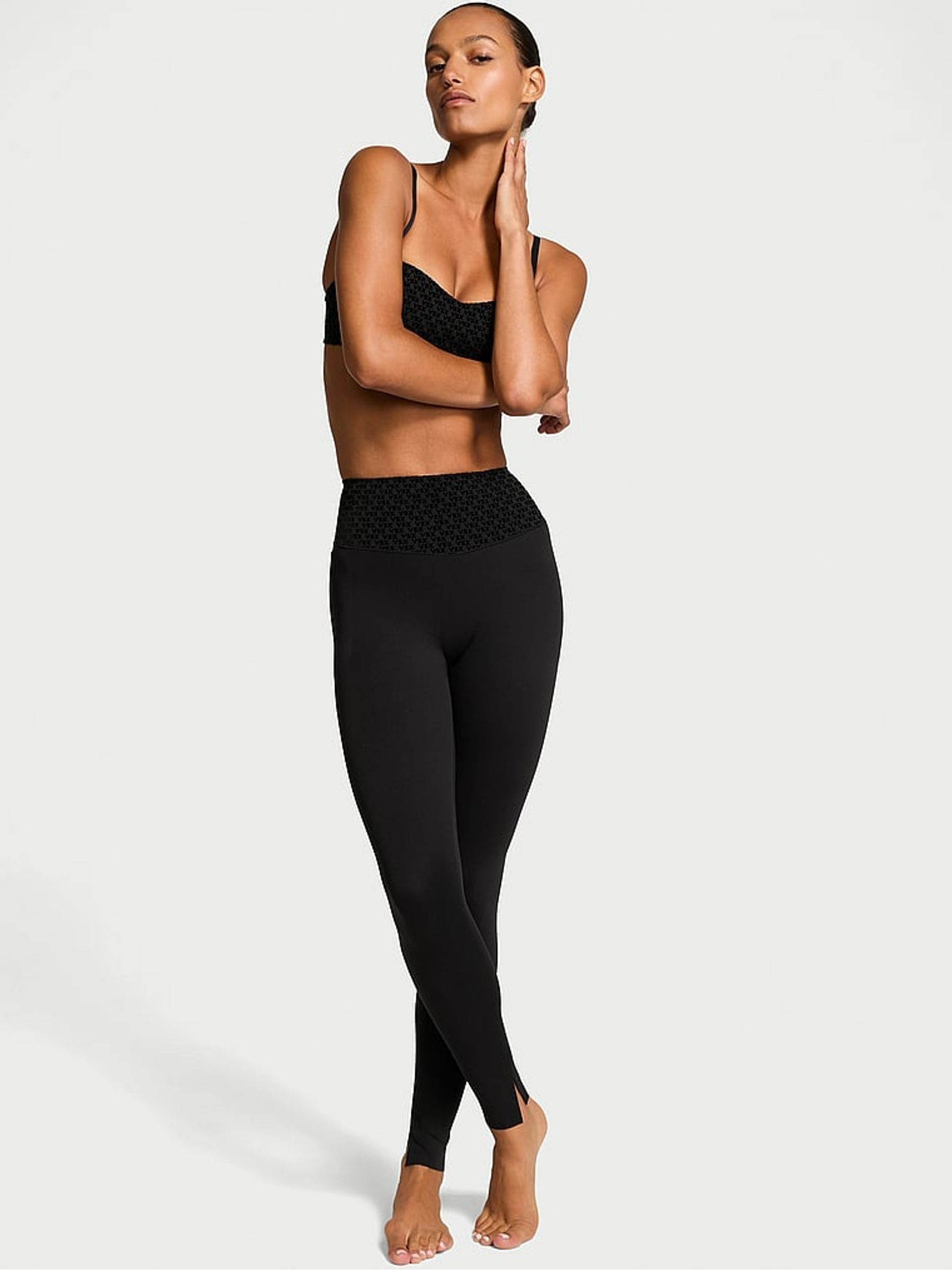 Black Full Length Elevate™ Logo Mesh Pocket Leggings | Victoria's Secret UK | Victoria's Secret UK