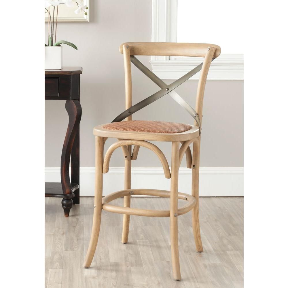 Safavieh Eleanor 24.4 in. Weathered Oak Bar Stool-AMH9505C - The Home Depot | The Home Depot