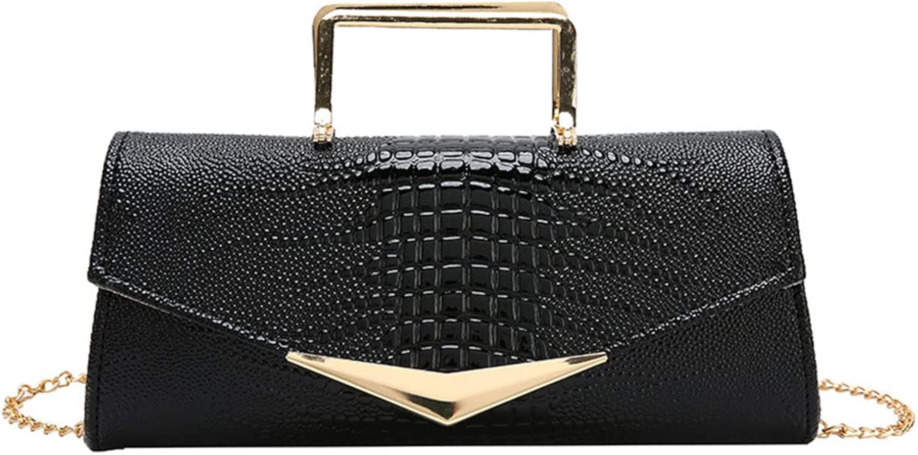Women Vegan Leather Evening Handbag Crocodile Pattern Handle Clutch Purse Cross Body Envelope Bag | Amazon (US)