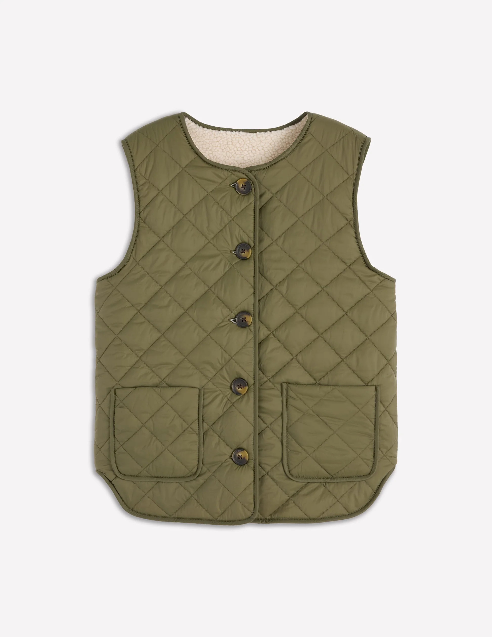 Clerkenwell Reversible Gilet-Woodland Green, Natural Borg | Boden (US)