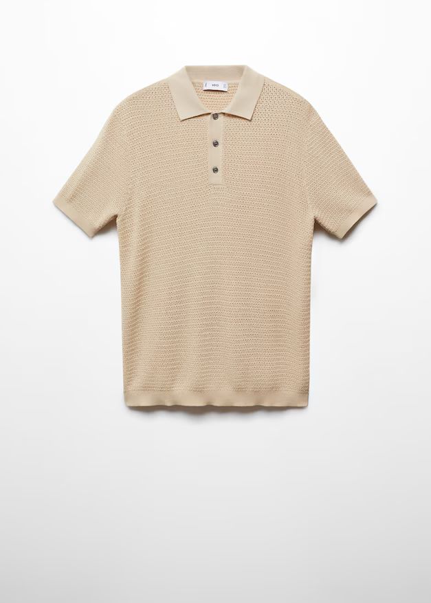 Openwork knit polo -  Men | Mango Man USA | MANGO (US)