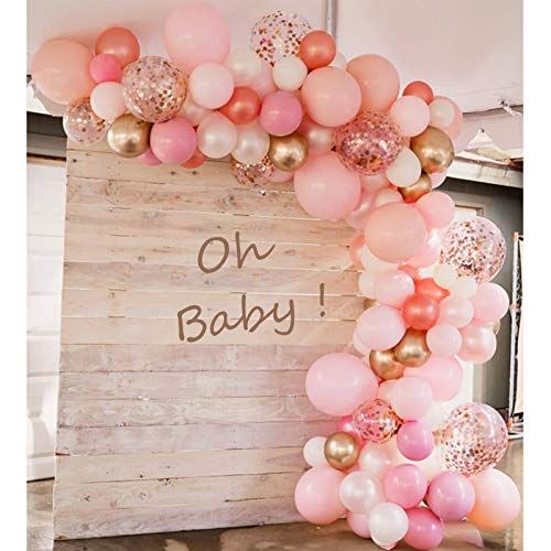Soonlyn Rose Gold Balloons 140 Pack 12 Inch Gold and Pink Balloons and Pink Confetti Balloons Garlan | Amazon (US)