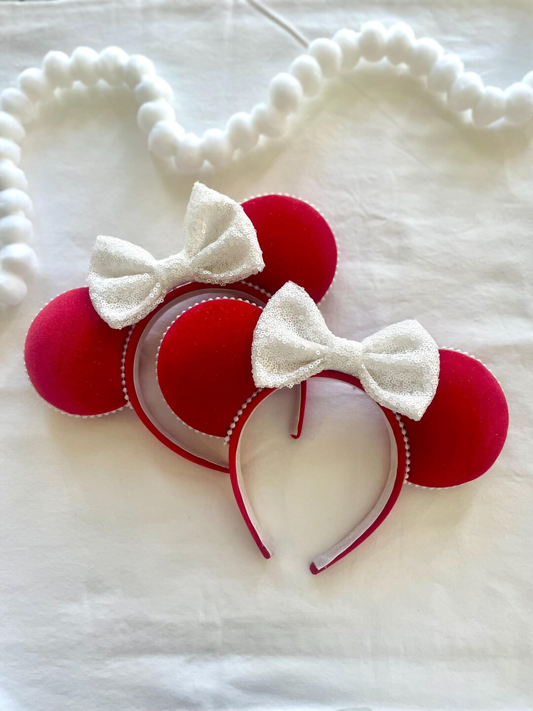 Red Velvet Holiday Ears, Christmas Ears, Velvet Park Ears - Etsy | Etsy (US)