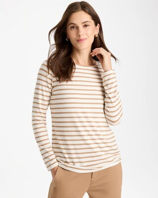 Women's Touch of Cool Striped Layering Tee in Toffee Tan | Chico's | Chico's