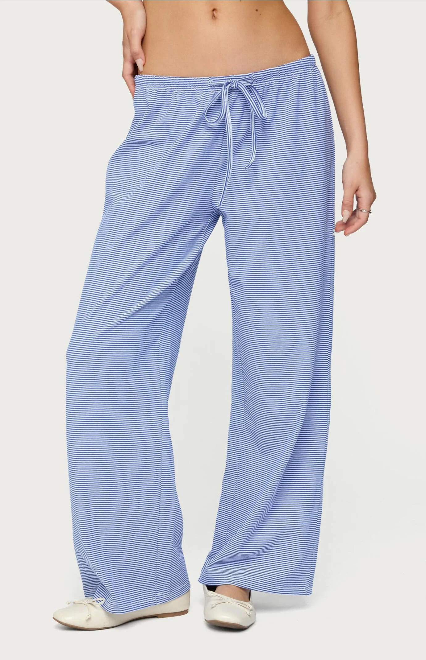 Edikted Women's Petite Olivia Striped Loose Fit Pants in Blue/White - Size Large | PacSun