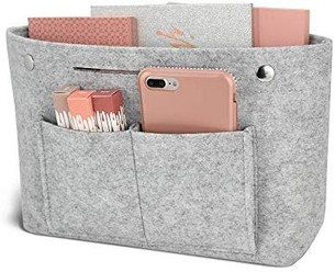 Click for more info about DLseego Felt Tote Handbag Purse Cosmetic Storage Makeup Bag Pocketbook Organizer Insert Divider 