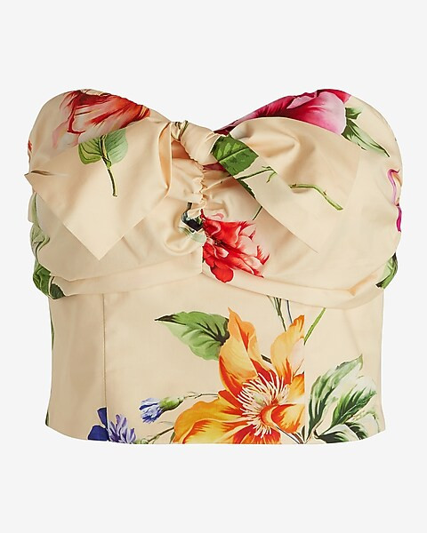 Floral Strapless Ruched Bow Corset Tube Top | Express