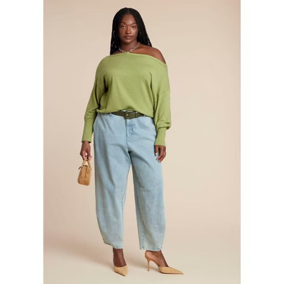 ELOQUII Slouchy Sweater - 22/24, Chartreuse | Target