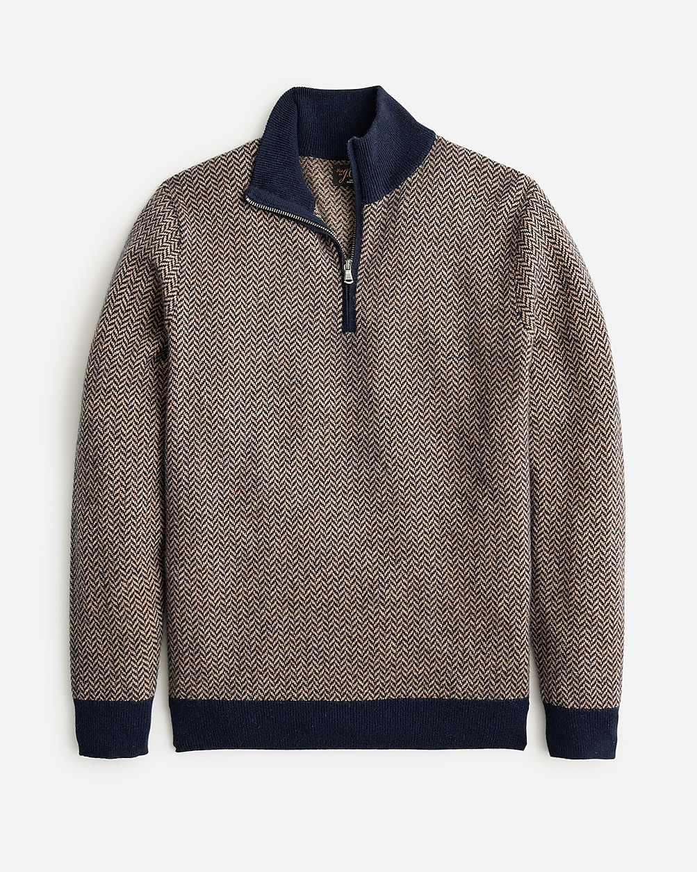 Cashmere half-zip sweater in herringbone jacquard | J. Crew US