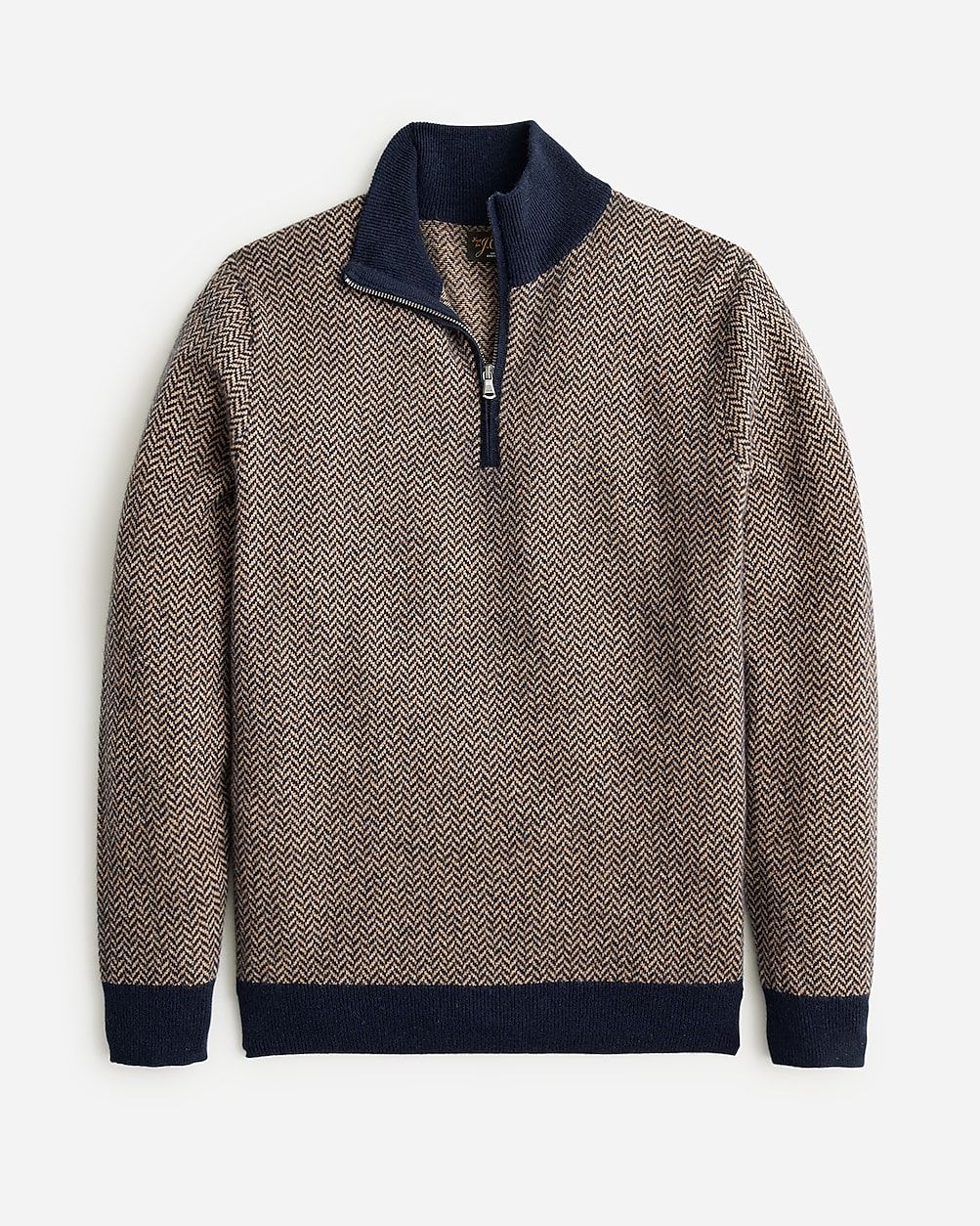 Cashmere half-zip sweater in herringbone jacquard | J.Crew US