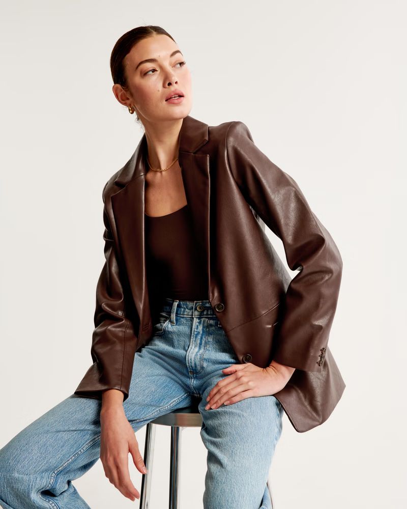 Vegan Leather Blazer | Abercrombie & Fitch (US)