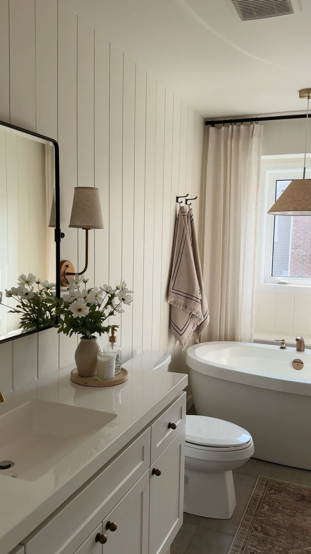 The final reveal of our primary bath project - completed with everything we needed from @wayfair 🌿 #Wayfair #WayfairPartner
