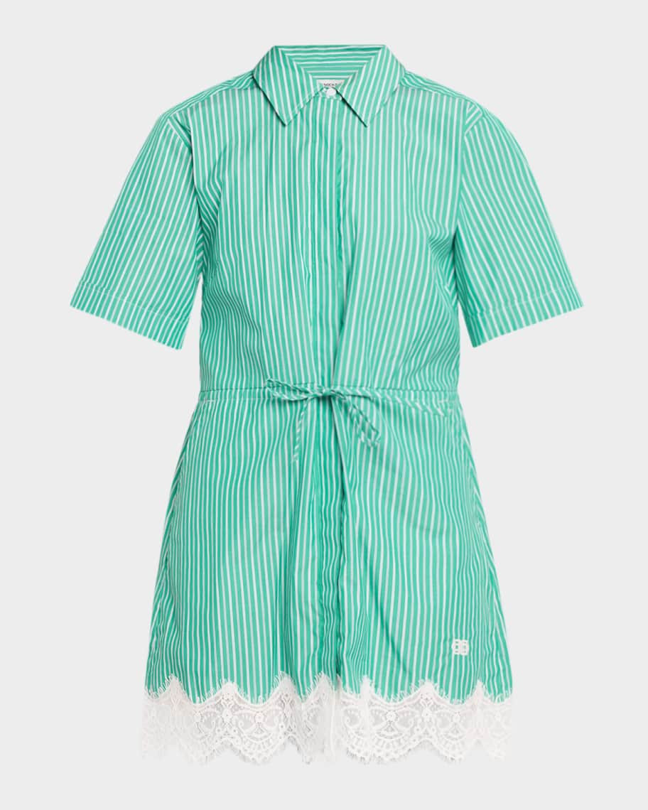 SIMKHAI Poplin Lace-Trim Shirtdress | Neiman Marcus