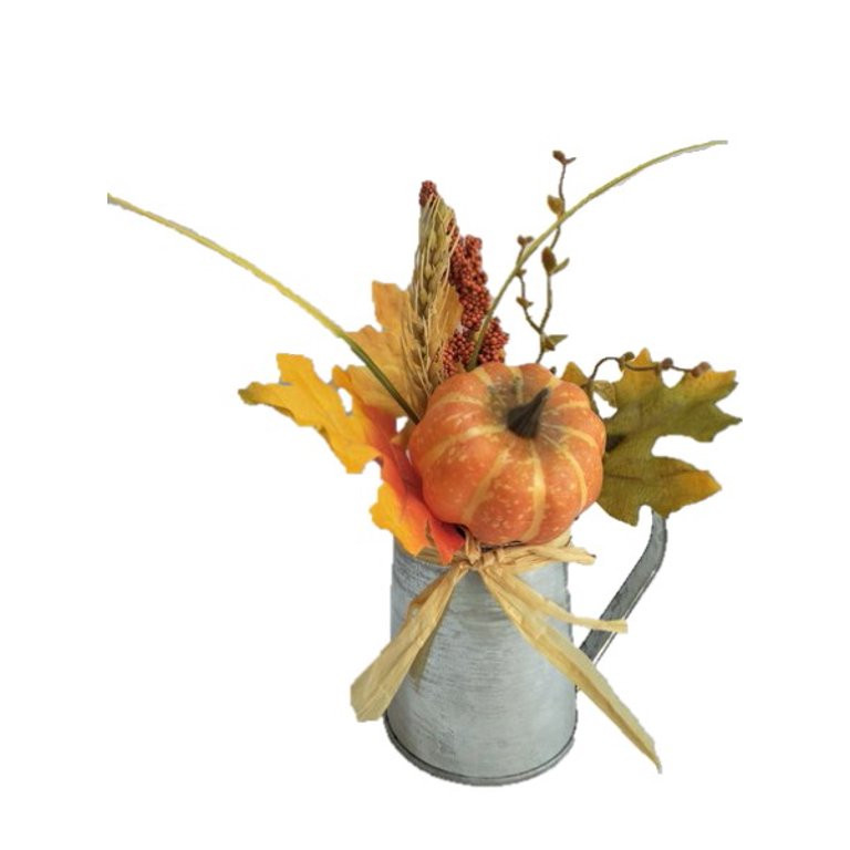 Way to Celebrate Harvest Hydrangea/Pumpkin Table Piece in Tin with Handle 8" | Walmart (US)