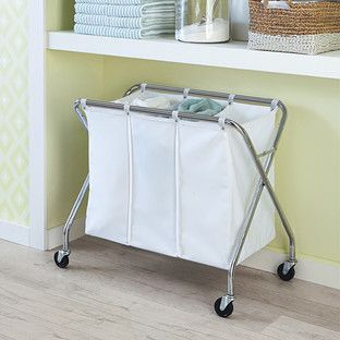 Replacement 3-Bin Laundry Sorter Bag White | The Container Store