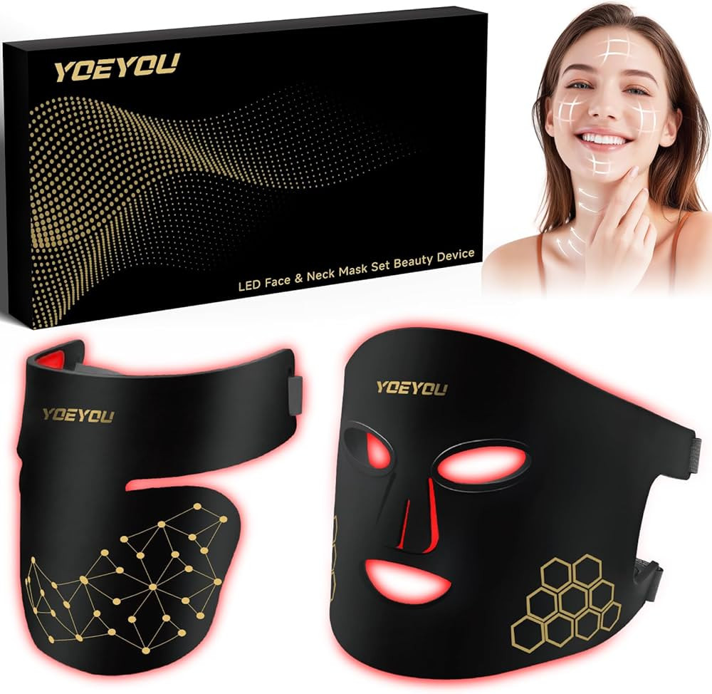 Red Light Therapy for Face and Neck, 850nm Infrared & Red Light Mask, 4 Modes LED Face Mask Light... | Amazon (US)