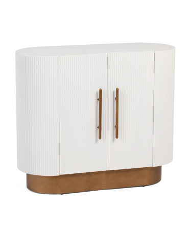Fluted Wood Rounded 2 Door Cabinet | TJ Maxx