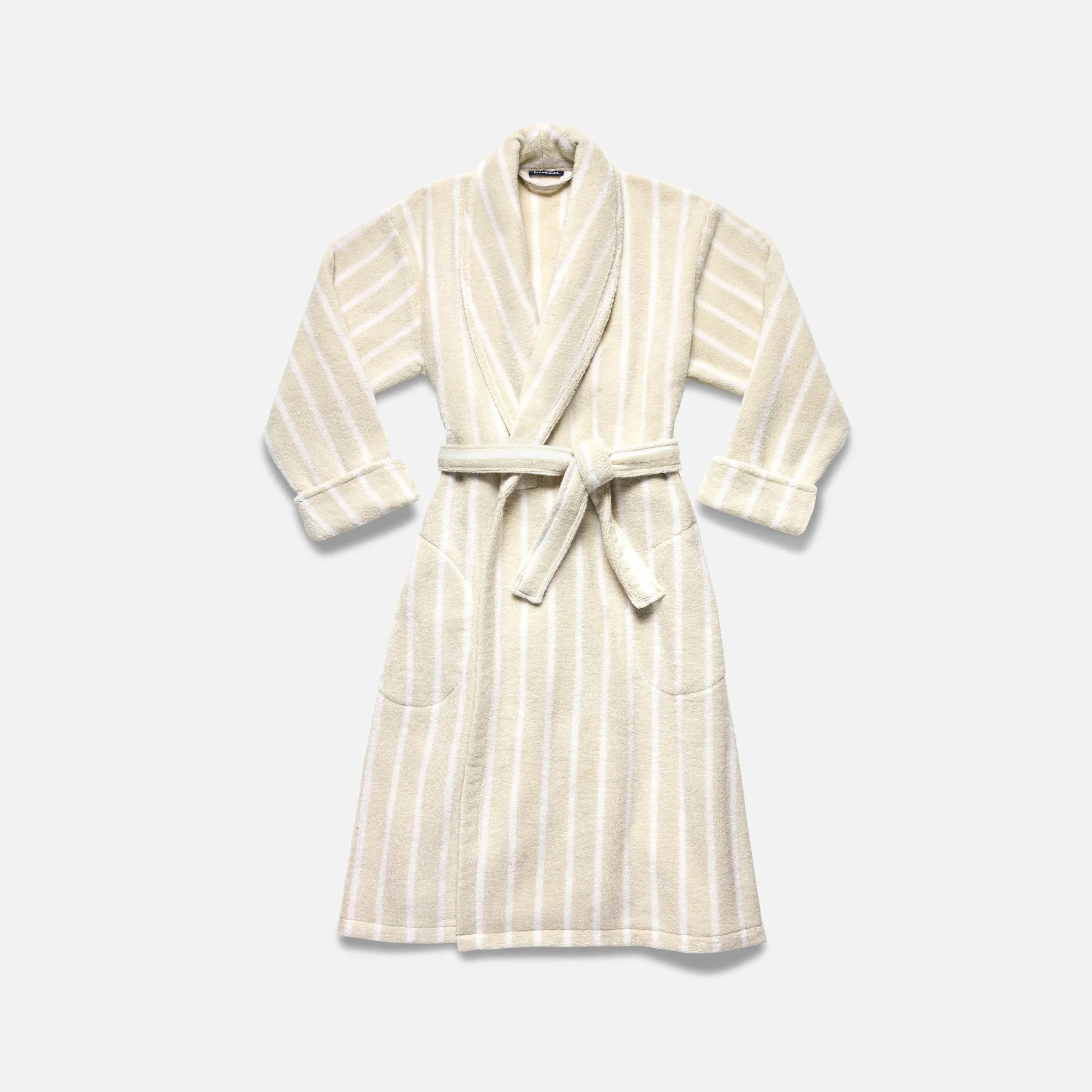 Brooklinen Super-Plush Robe Women's size Small in Striped Soft Stone | Brooklinen