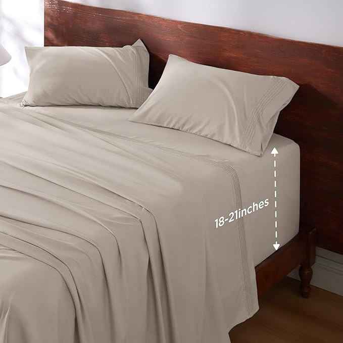 Bedsure Deep Pocket Twin Sheets Set - Fits Mattresses Up to 21 Inches Thick -3 Piece GentleSoft B... | Amazon (US)