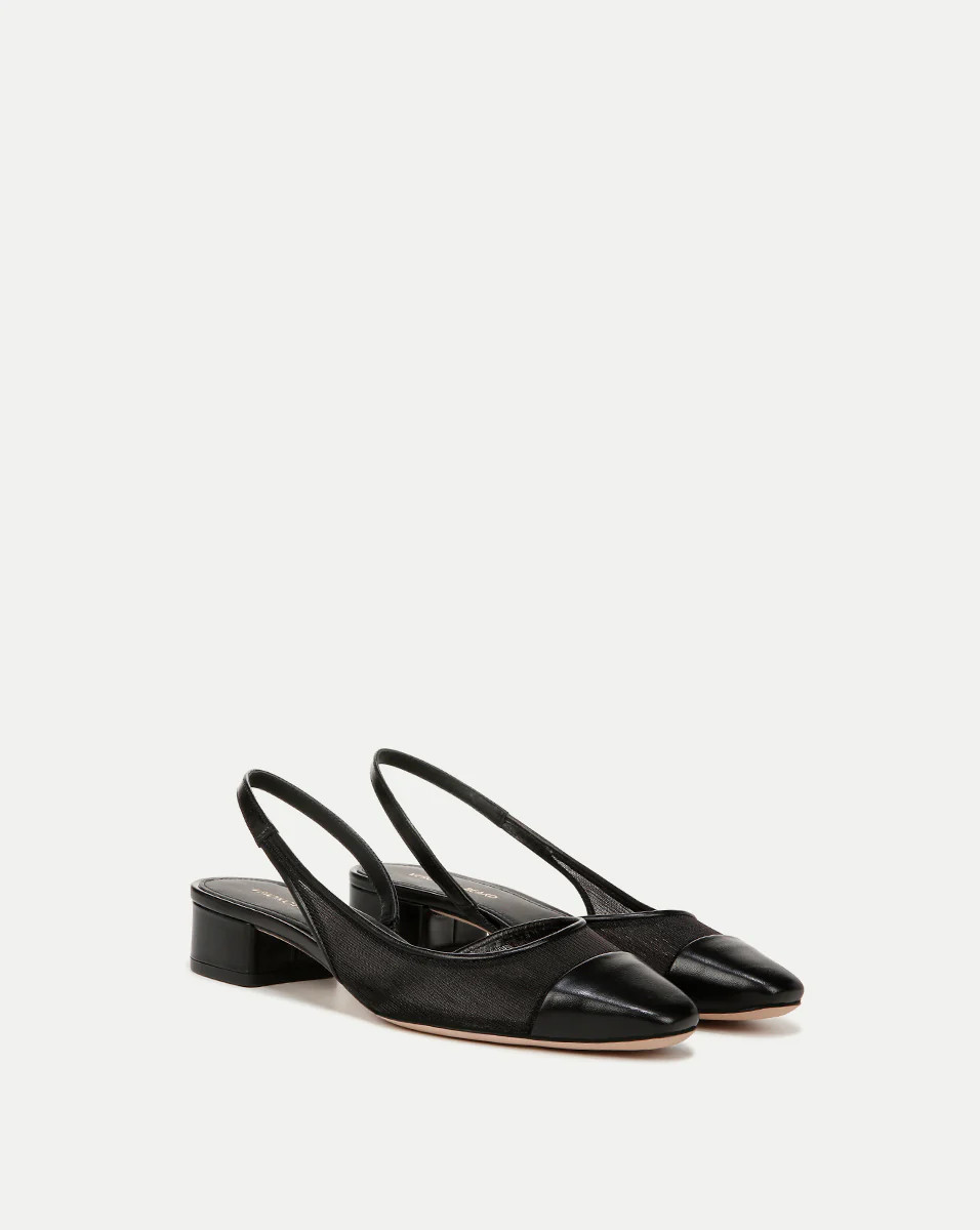 Cecile Mesh Cap-Toe Slingback in Black | Veronica Beard | Veronica Beard