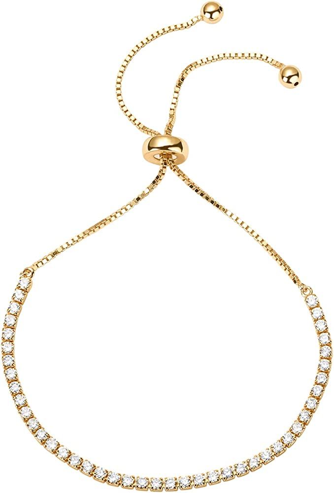 PAVOI 14K Gold Plated Cubic Zirconia Classic Tennis Bracelet for Women | Adjustable Slider | Amazon (CA)