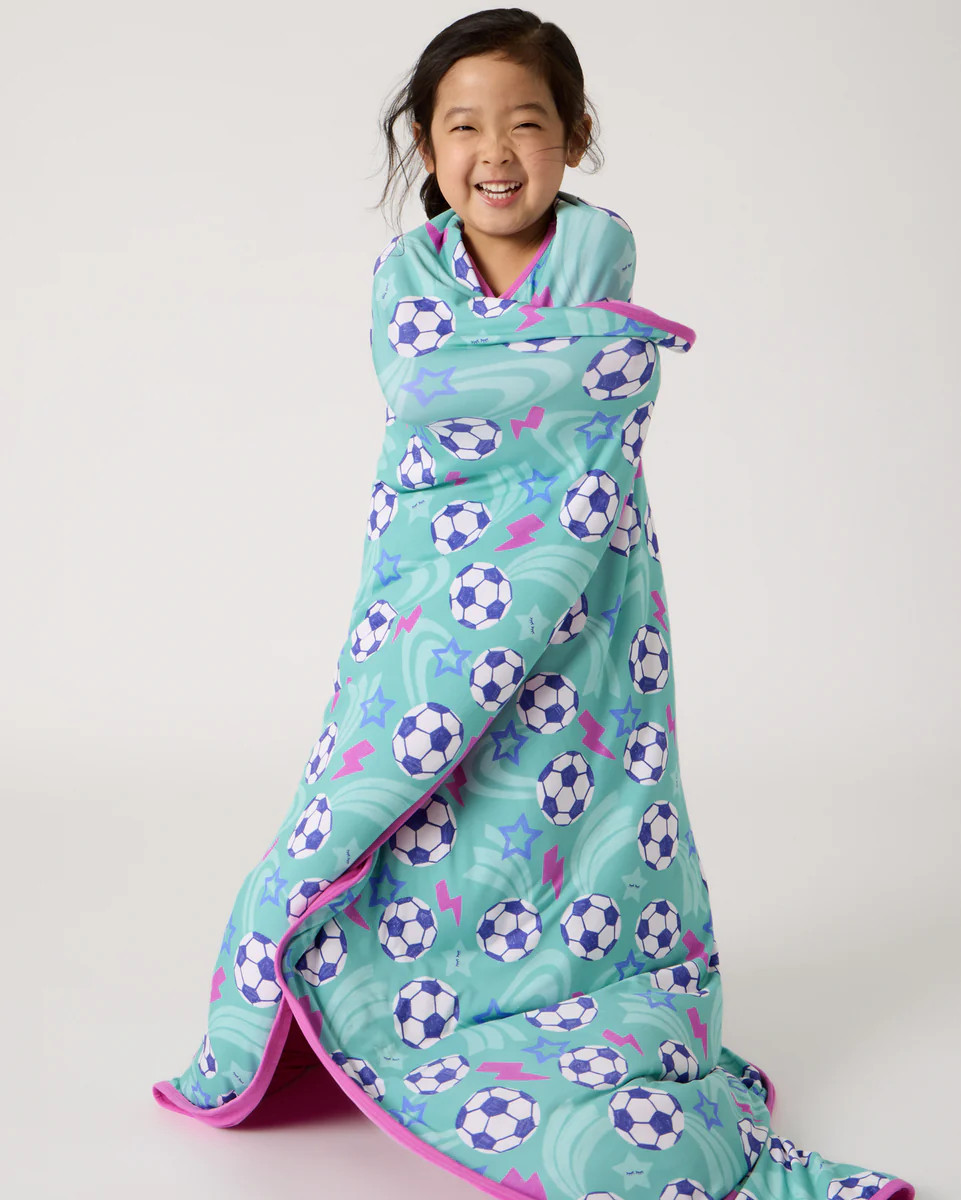 Aqua Soccer Stars Large Cloud Blanket\u00ae | Little Sleepies