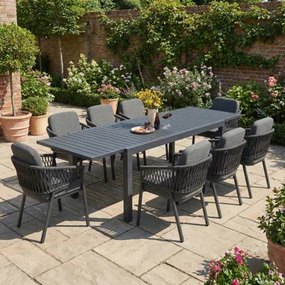 8 Person Aluminum Outdoor Patio Dining Set With Expandable Table,cushions Included | Wayfair North America
