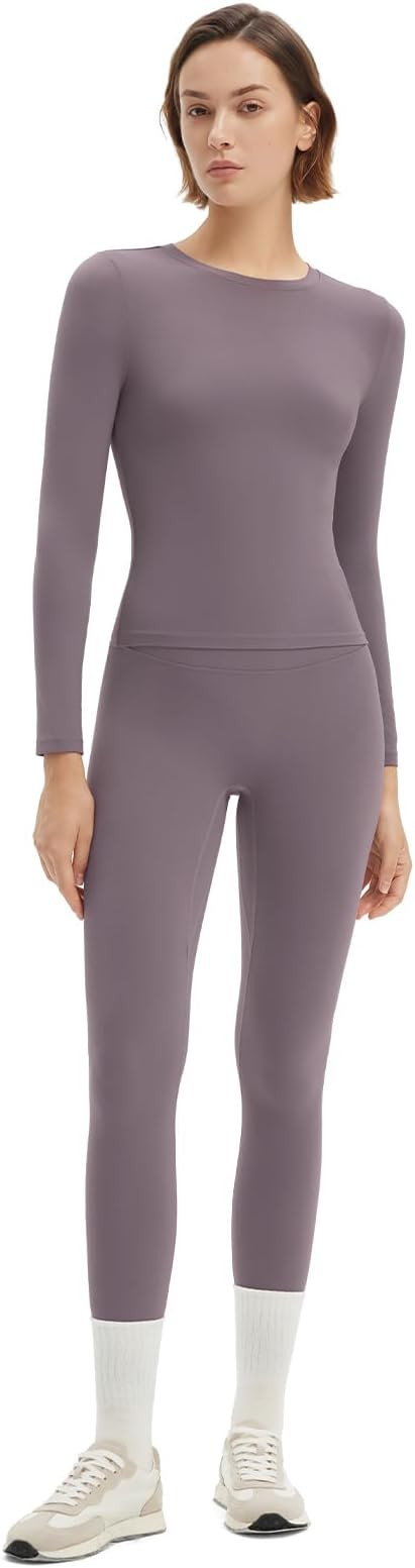 SUUKSESS Women 2 Piece Workout Set Tummy Control Legging Long Sleeve Workout Top | Amazon (US)