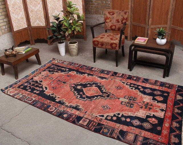 Living Room Rug, Red Area Rug, Home Decor, Vintage Traditional Rug, Oriental Tribal Rug, Hand knotte | Etsy (US)