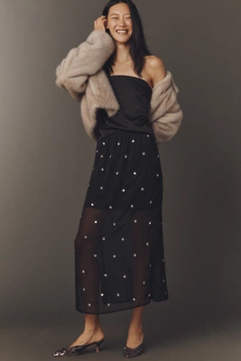 By Anthropologie Sheer Shine Column Midi Skirt | Anthropologie (US)