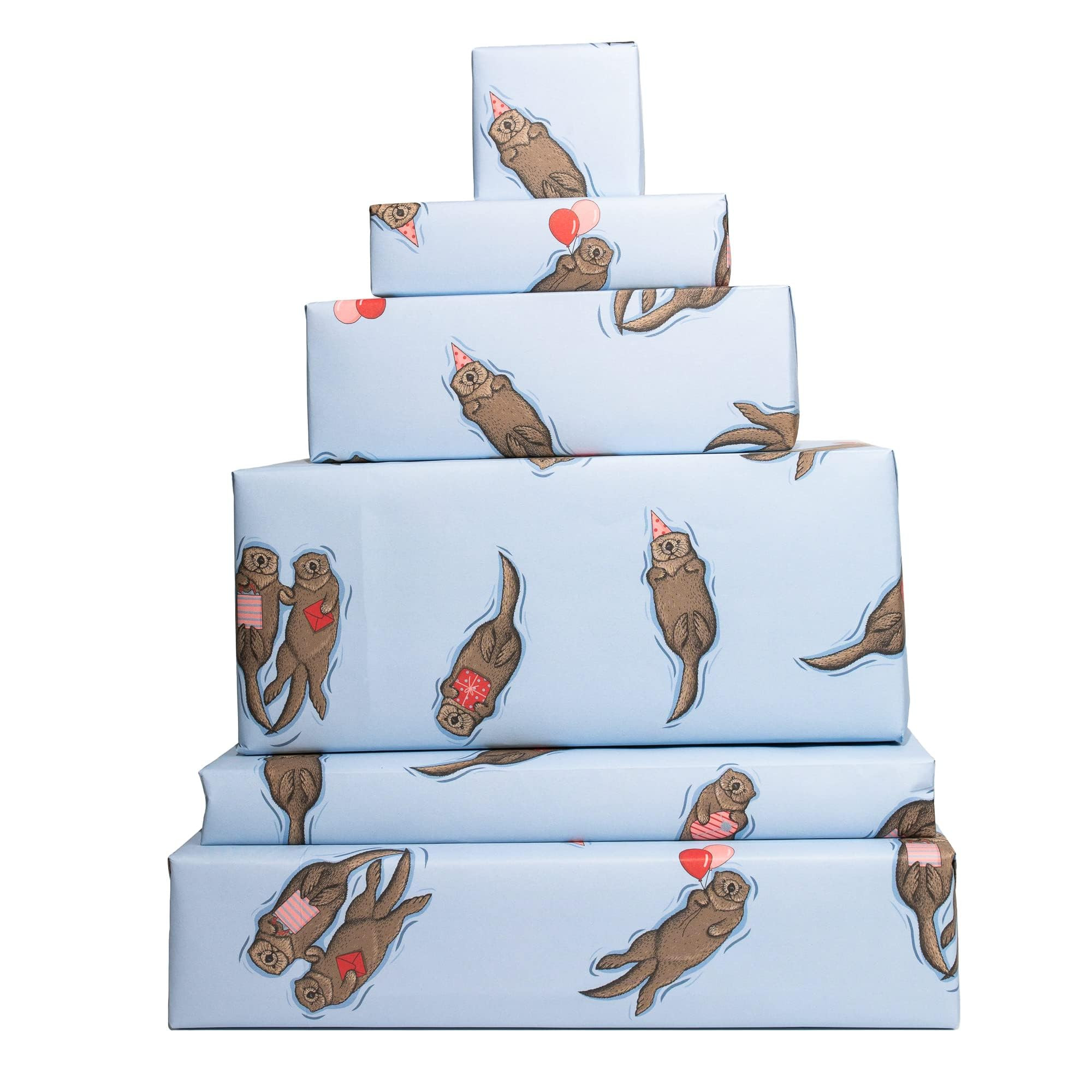 CENTRAL 23 6x Wrapping Paper Sheets - Birthday Otter Gift Wrap For Men Women - Friends Wrapping P... | Amazon (US)