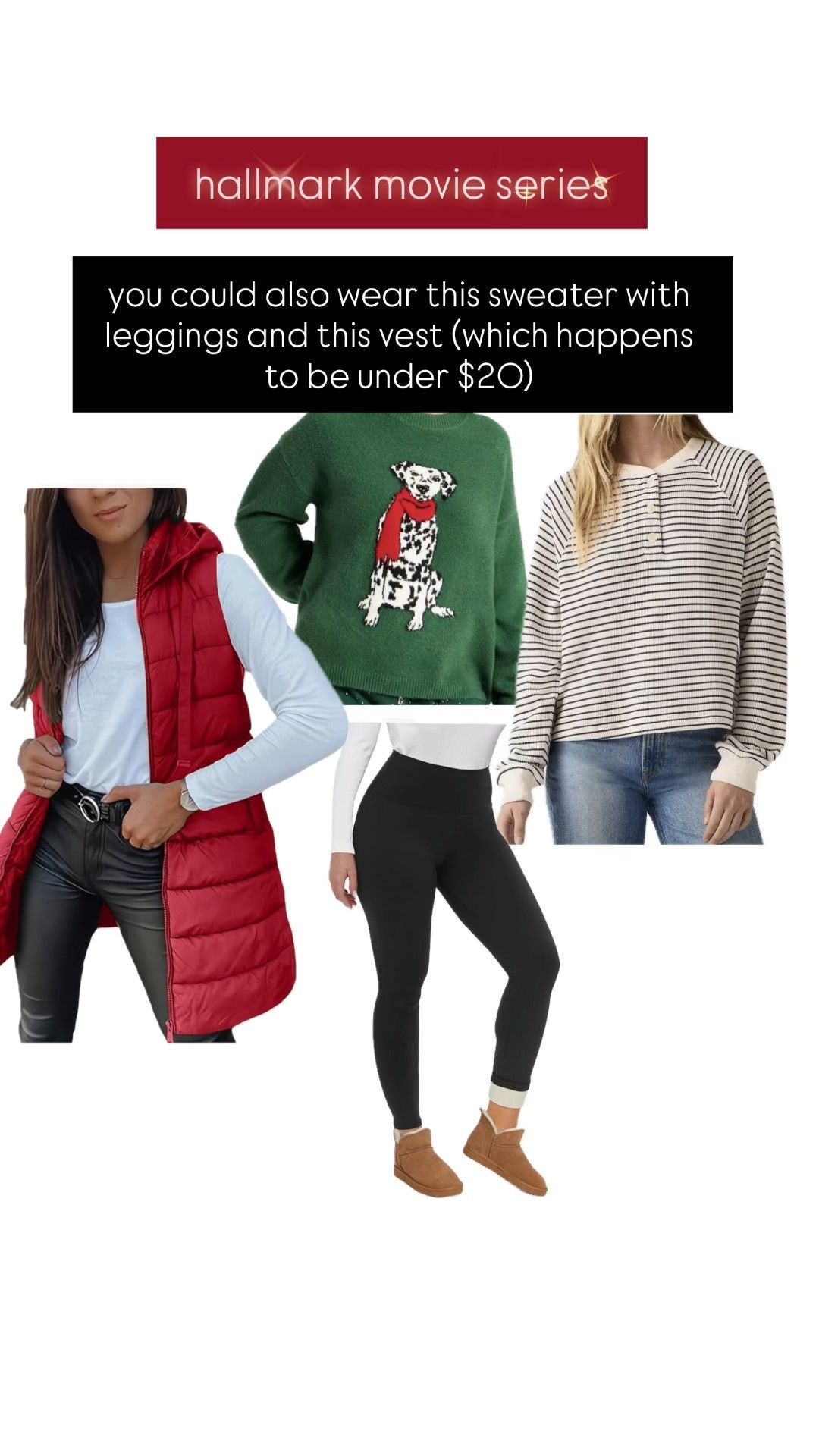 cute and budget friendly outfit idea
i have the sweater and henly in my true size xs
you could size up in the sweater though and do it with fleece lined leggings and this vest 
easy and affordable outfit ideaa

#LTKHoliday #LTKSeasonal #LTKFindsUnder50