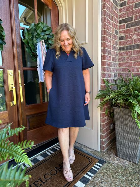 It’s back!!!! This navy textured knit a-line dress sold out in a heart beat last month. Last chance to grab one! 
I’m wearing a large. It’s a generous large. Easily would fit a 14. Don’t wait!!! 
Comes in small medium and large. 
Code NANETTE10 for 10% off the dress!

Allie+Bess code NANETTE20 for my bracelets 

#LTKOver40 #LTKFindsUnder100 #LTKMidsize