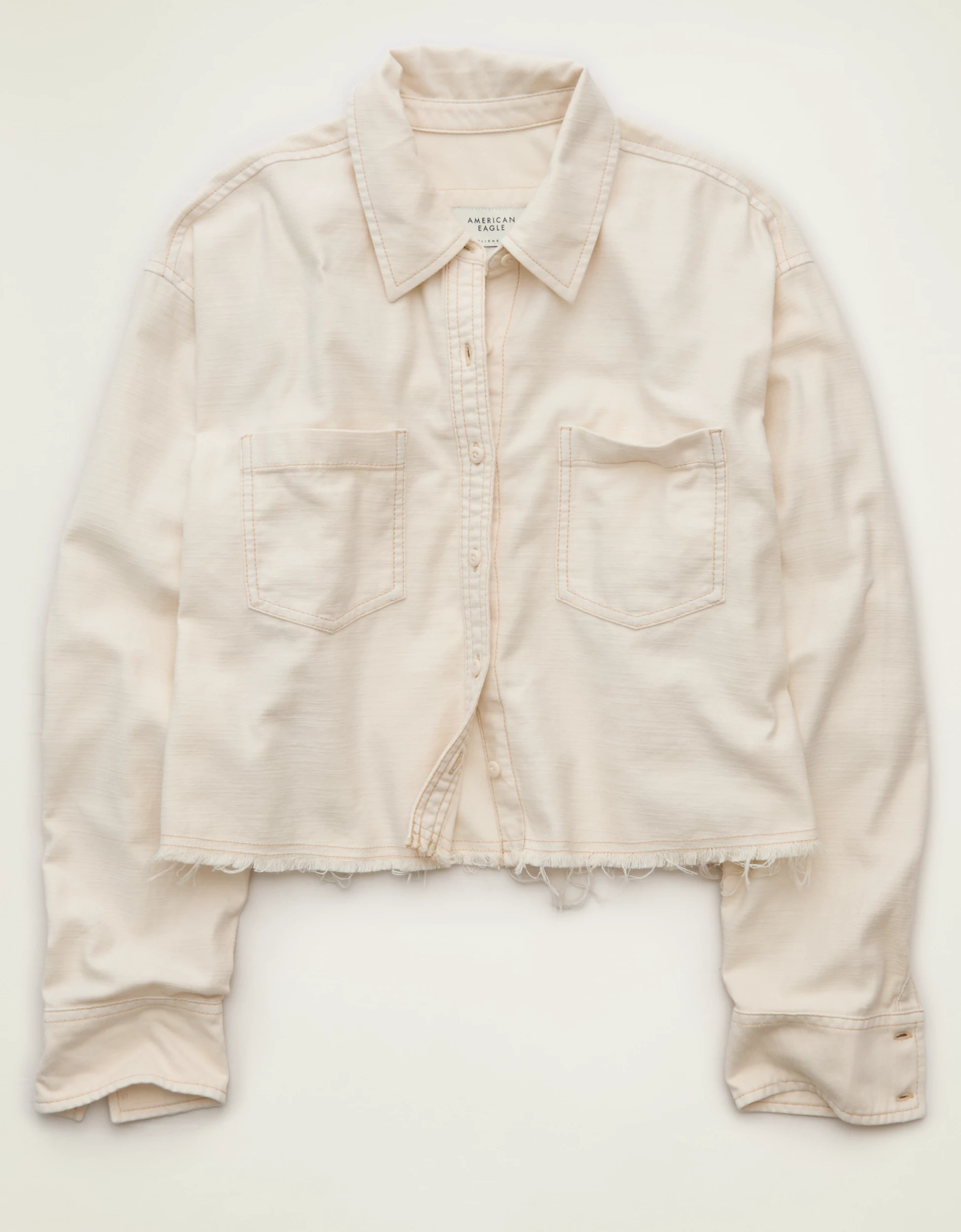 AE Cropped Button-Up Shirt | American Eagle Outfitters (US & CA)