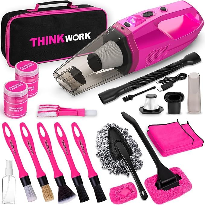 THINKWORK Car Detailing Kit Interior Cleaner, Car Cleaning Kit with 8000PA Cordless Pink Handheld... | Amazon (US)