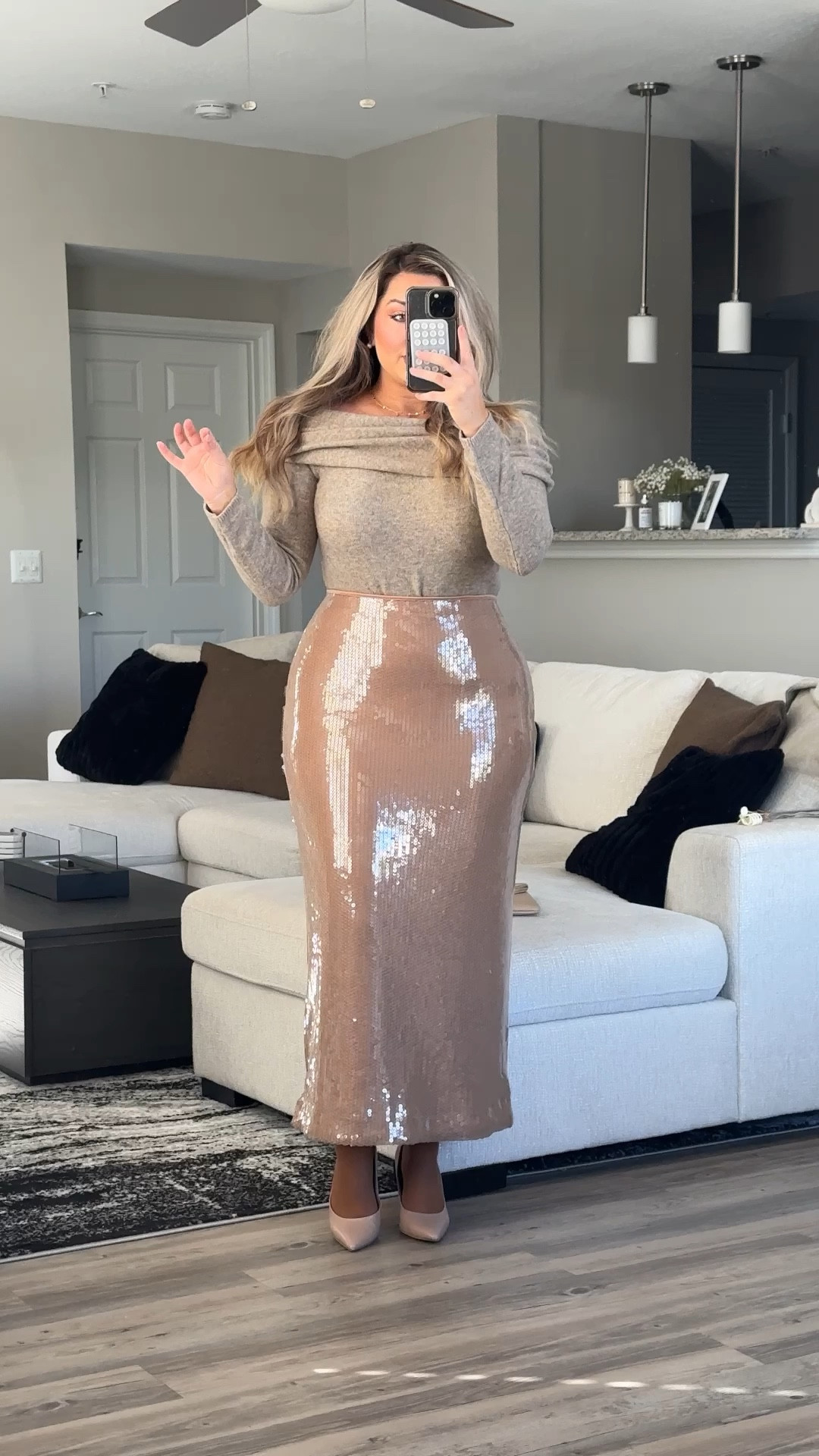 Holiday Outfits from Abercrombie on major cyber week sale! 

Sizes:
- beige off shoulder sweater: medium
- Gold sparkle long skirt: large (should have sized down to medium) 

#LTKStyleTip #LTKCyberWeek #LTKHoliday