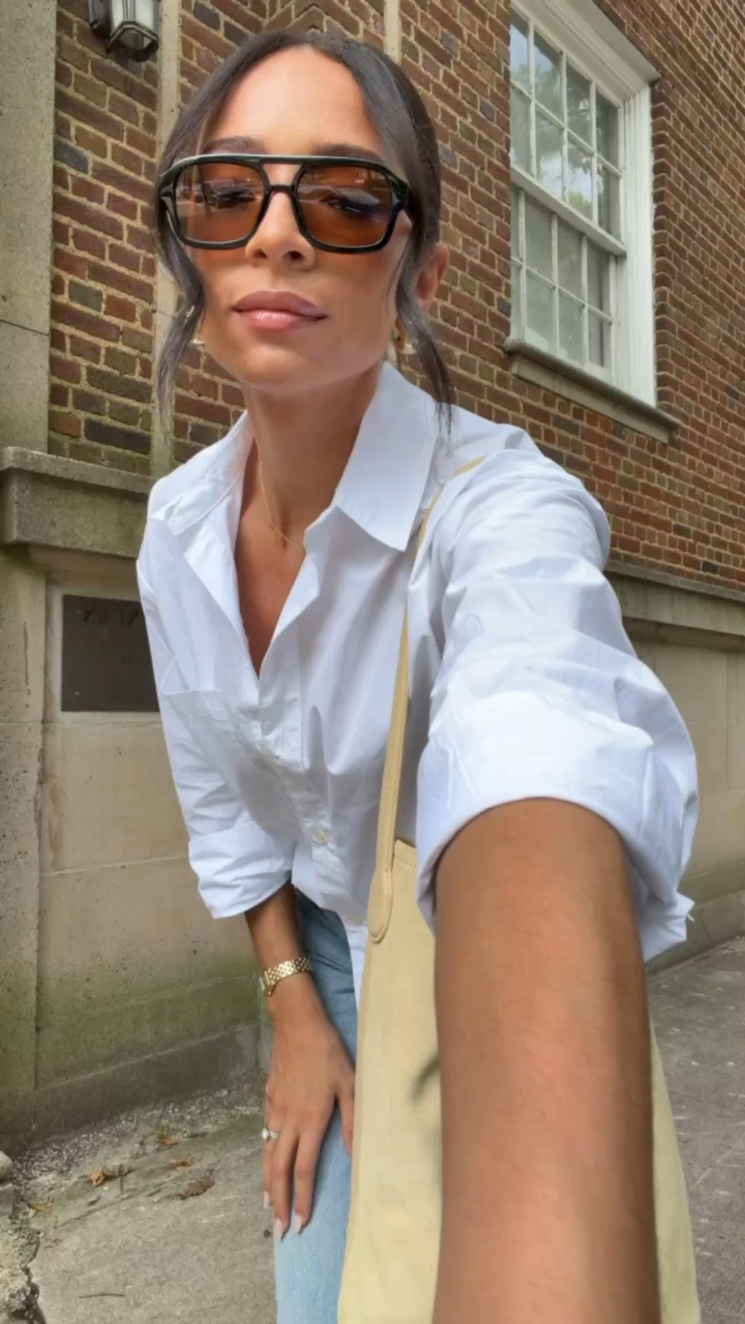 $50 off $150 or $25 off $100 at Abercrombie! I love this fall transitional outfit 🍂 Wearing size S white button up shirt and size 27 X long in jeans to wear with heels - I’m 5’8” for reference 🤍 

summer outfit, summer fashion, fall outfit, fall fashion, fall transitional outfit, jeans, Abercrombie jeans, denim, designer inspired jeans, weekend outfit, casual outfit, mom outfit, postpartum outfit, back to school outfit, busines casual workwear, teacher outfits

#LTKSaleAlert #LTKSeasonal #LTKWorkwear