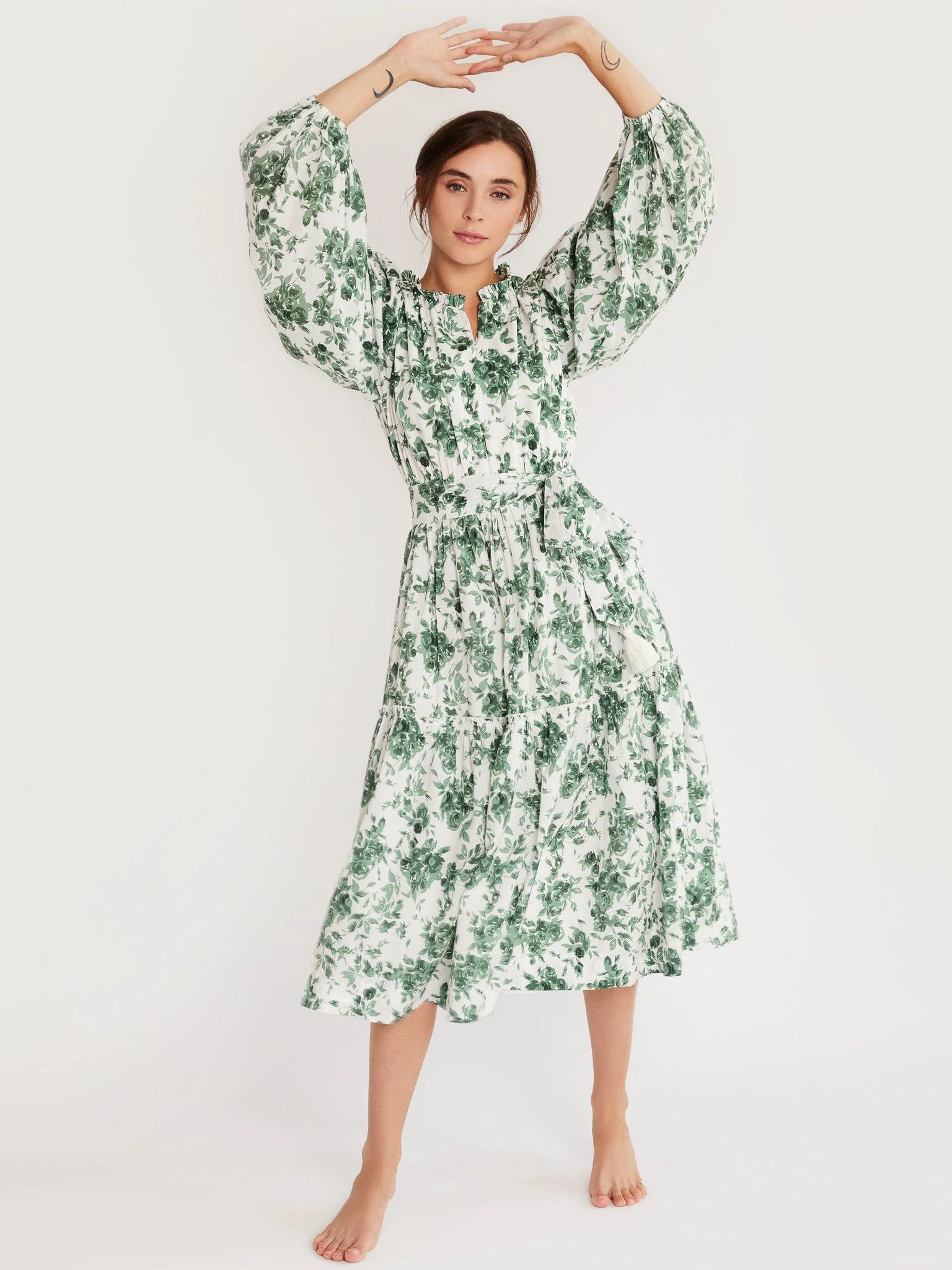 Marlo Dress in Green Bouquet | Mille