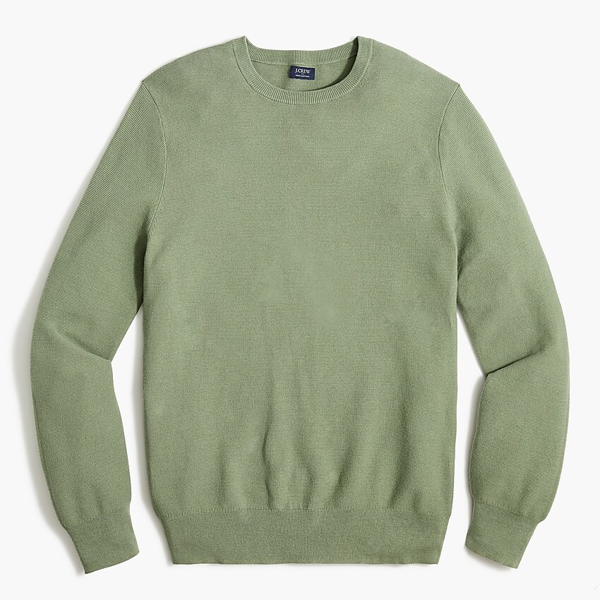 Cotton garter-stitch crewneck sweater | J.Crew Factory