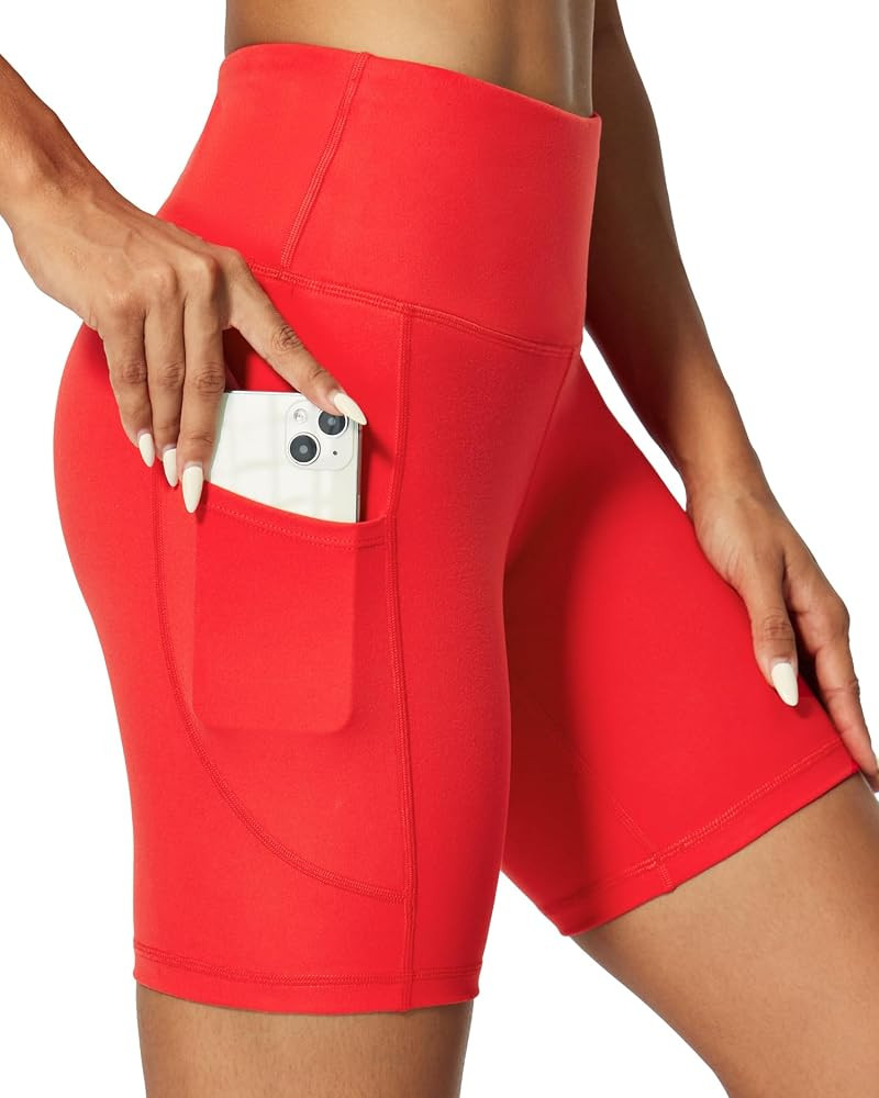 IUGA Biker Shorts Women 6" Tummy Control Workout Shorts Women with Pockets High Waisted Yoga Runn... | Amazon (US)