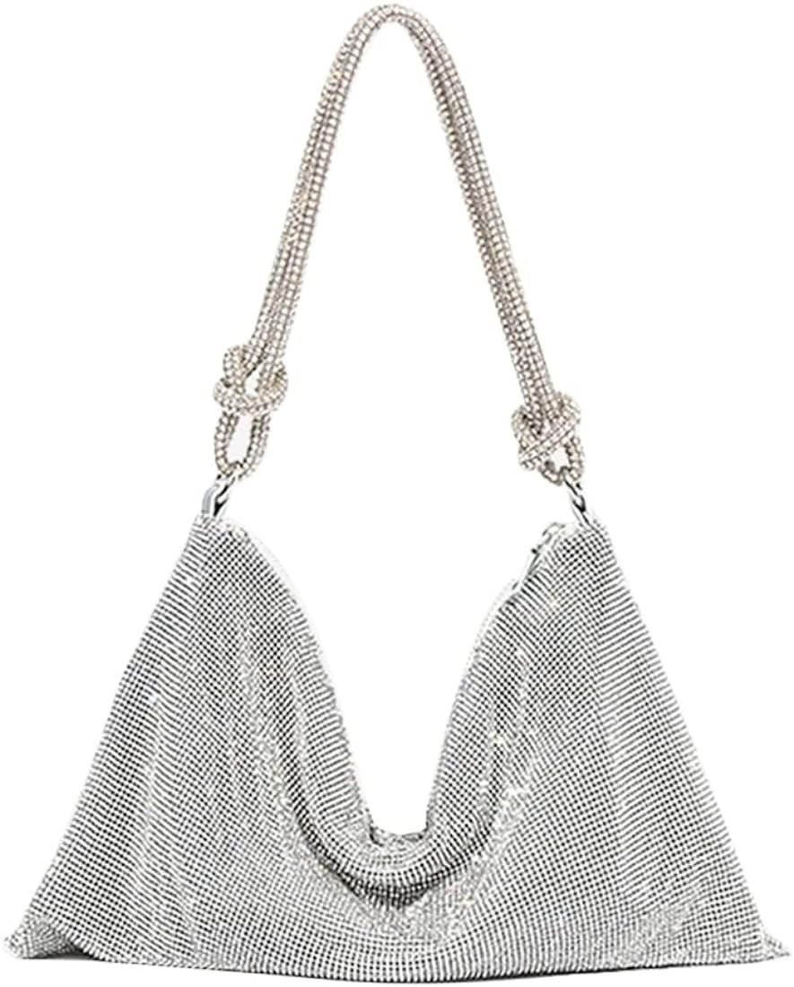 Rhinestone Purses for Women Chic Sparkly Evening Handbag Bling Hobo Bag Shiny Silver Clutch Purse fo | Amazon (CA)
