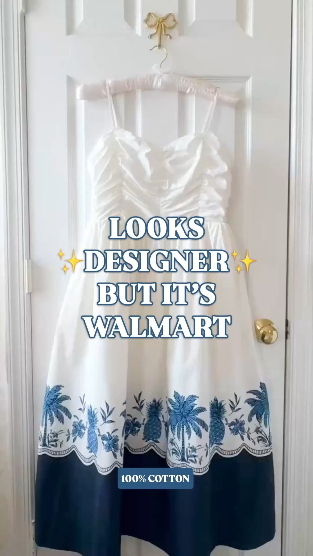 Looks designer but it’s Walmart | Walmart dress | Free Assembly dress | navy white resort dress | cotton midi dress

Walmart made the kind of summer resort dress that usually gets filed under “wait where is that from?”

The navy and white border print is doing the expensive work: clean and crisp white cotton, palm and pineapple artwork at the hem, a navy band grounding the skirt, sweetheart neckline, ruched bodice, adjustable straps, smocked back, back zipper, and polished midi length.

It is 100% cotton, machine washable, and only at Walmart. It is easily one of those finds that read more J.Crew summer catalog than Walmart. 

Pack it for vacation dinner, cruise outfits, resort lunches, coastal brunch, beach town shopping, Fourth of July weekend, girls trips, family photos, summer events, patio dinners, or any warm weather plan. 

Add raffia sandals, gold hoops, pearl earrings, white slides, wedges, a straw tote, or a denim jacket. 

Walmart dress, Free Assembly dress, navy and white dress, cotton midi dress, 100 cotton dress, resort dress, vacation dress, summer dress, summer dresses women, border print dress, sweetheart neckline dress, ruched bodice dress, smocked back dress, adjustable strap dress, J.Crew inspired dress, coastal dress, beach vacation outfit, cruise outfit, Fourth of July outfit, summer brunch dress, designer looking Walmart dress, Walmart fashion finds, Walmart style, designer look for less

#LTKFindsUnder50 #LTKFindsUnder100 #PreppyStyle #LookForLess #SummerDress #VacationDress #WalmartStyle #WalmartFinds #VacationOutfit #WeddingGuestOutfit #WeddingGuestDress

#LTKTravel #LTKWedding #LTKSeasonal